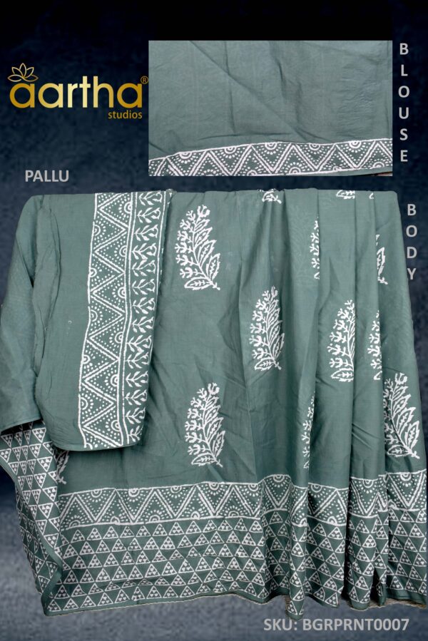 Light Green Mulmul Cotton Saree