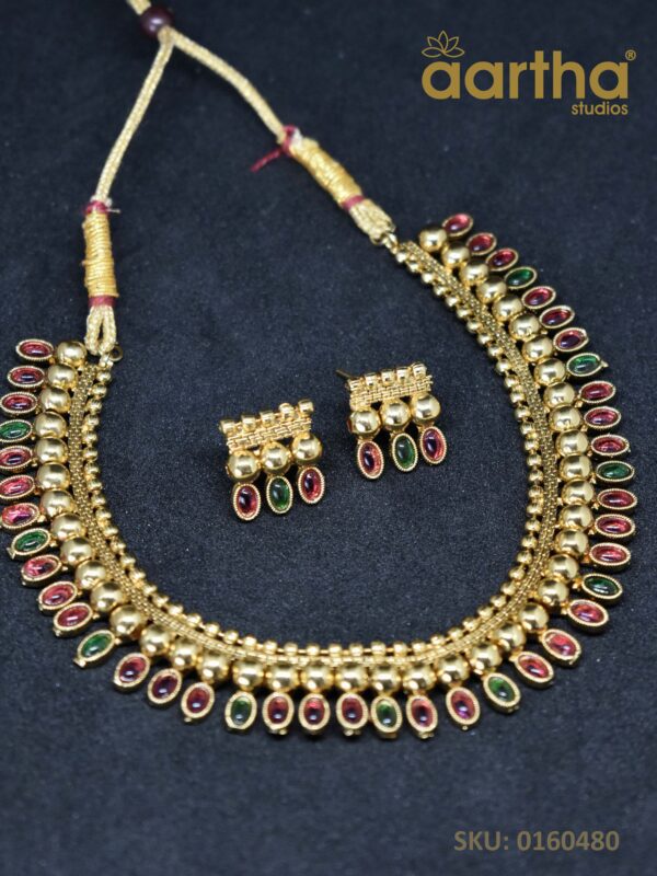Red Green Stone Necklace