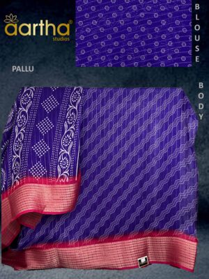 Blue Georgette Saree Front View