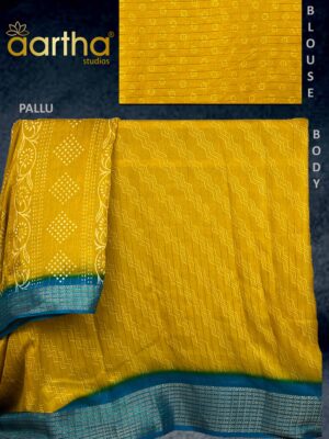 Yellow Georgette Saree Front View