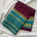 Wine with Peacock Green Crape Big Border