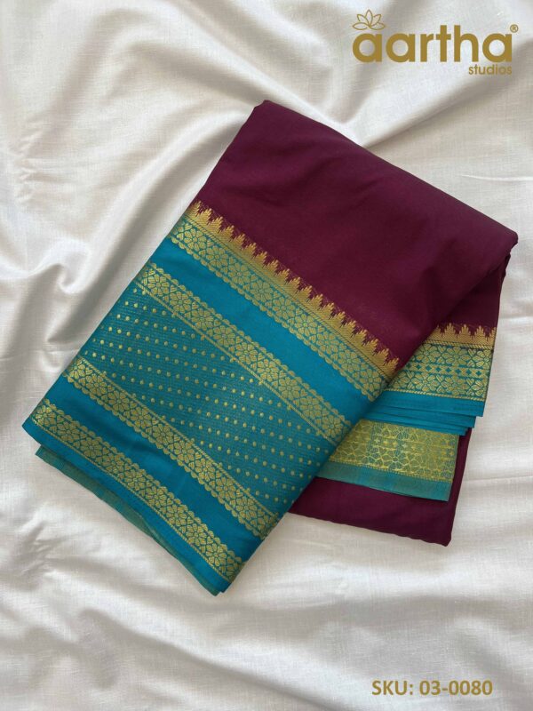 Wine with Peacock Green Crape Big Border