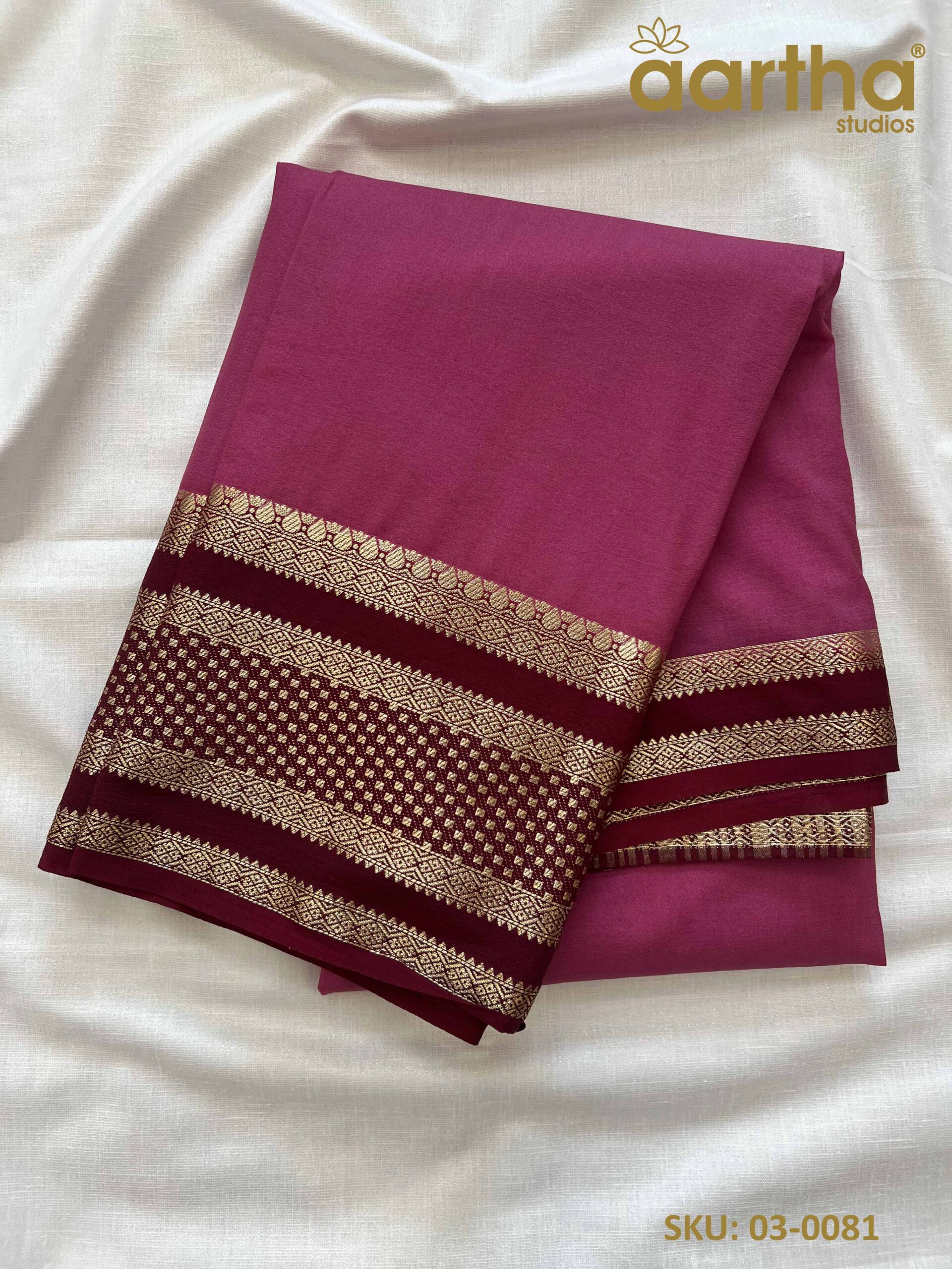 Onion Pink with Maroon Crape Big Border