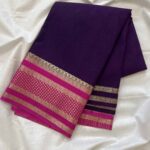 Purple with Rani Pink Crape Big Border