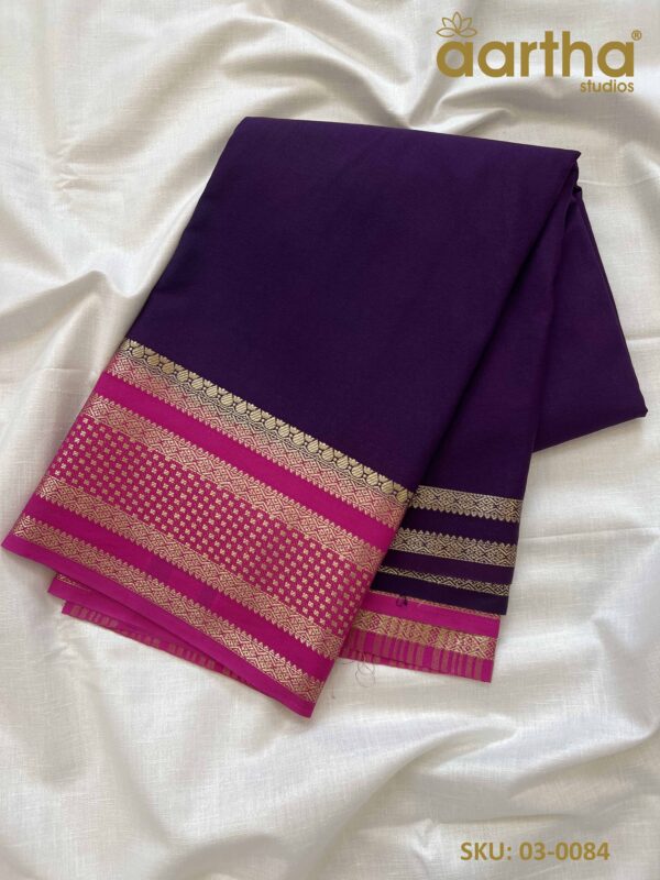 Purple with Rani Pink Crape Big Border