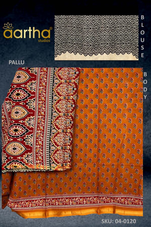 Orange Chanderi Cotton Saree