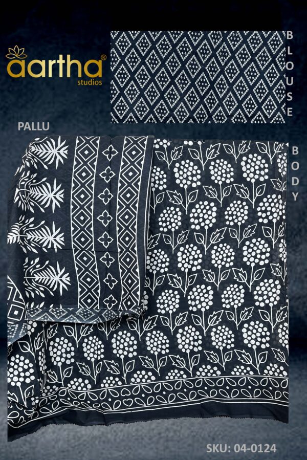 Black Mulmul Cotton Saree