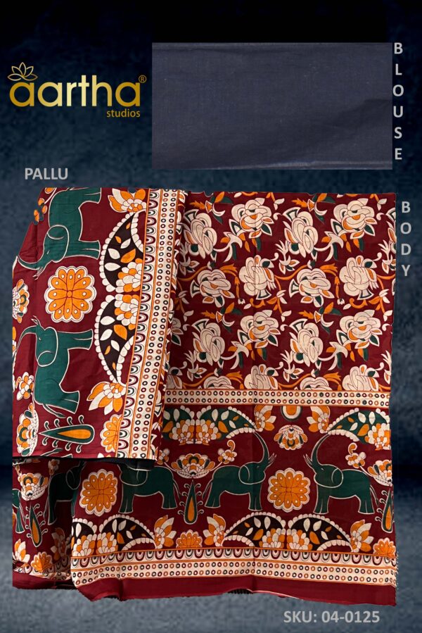 Maroon Mulmul Saree