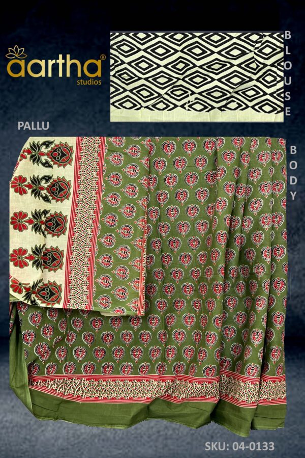 Green Mulmul Saree