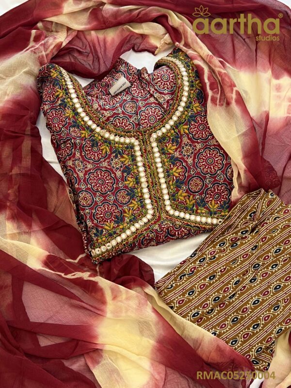 Alia Cut Cotton Set with Chiffon Dupatta