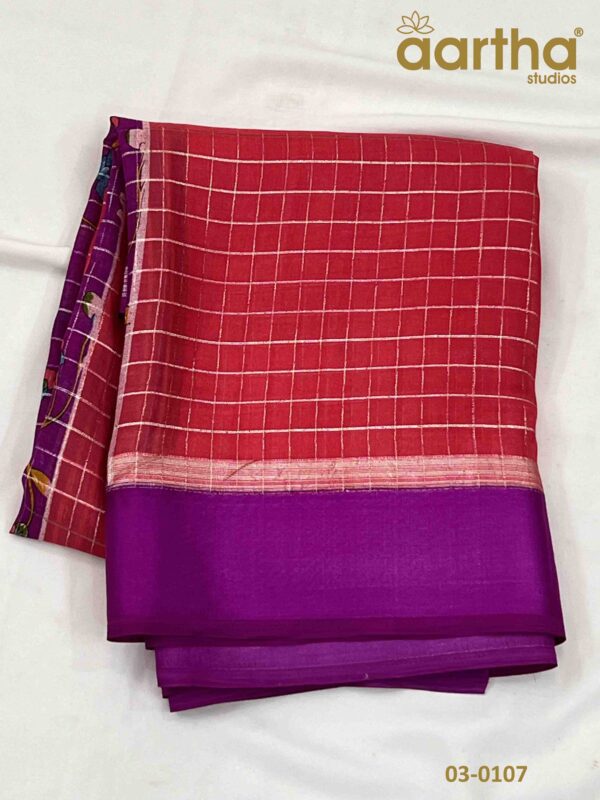 Semi Georgette Checks Saree