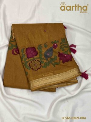 Linen Cotton Sarees with Mirror