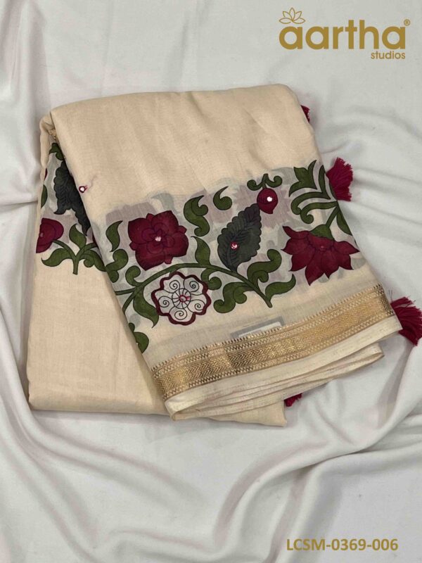 Linen Cotton Sarees with Mirror