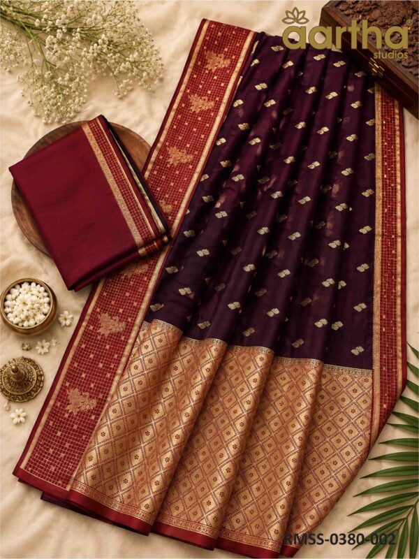 Raw Mango Silk Sarees Checks Border