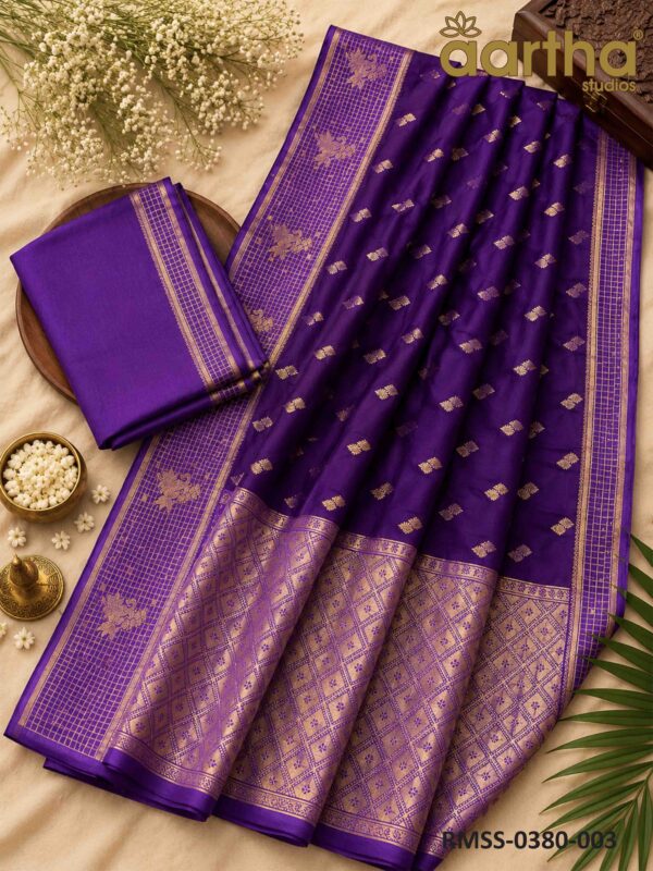 Raw Mango Silk Sarees Checks Border