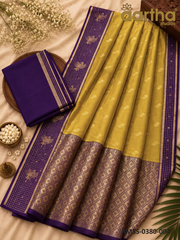 Raw Mango Silk Sarees Checks Border