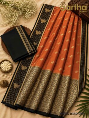 Raw Mango Silk Sarees Checks Border