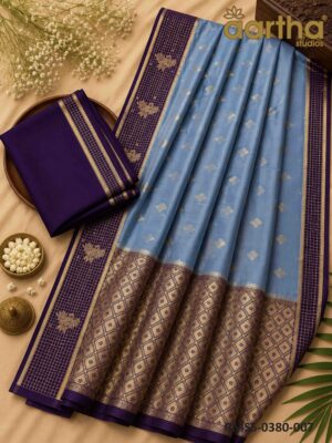 Raw Mango Silk Sarees Checks Border