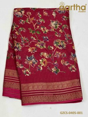 Georgette Zari Checks Sarees