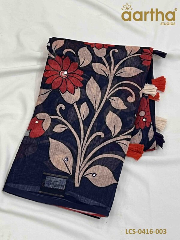 Linen Cotton Sarees with Mirror