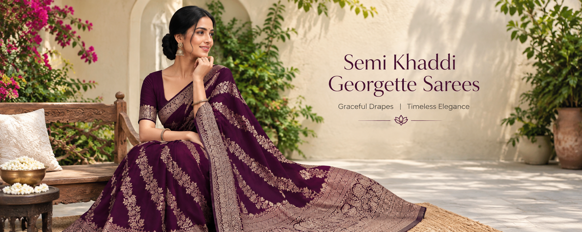 Semi Khaddi Georgette Sarees